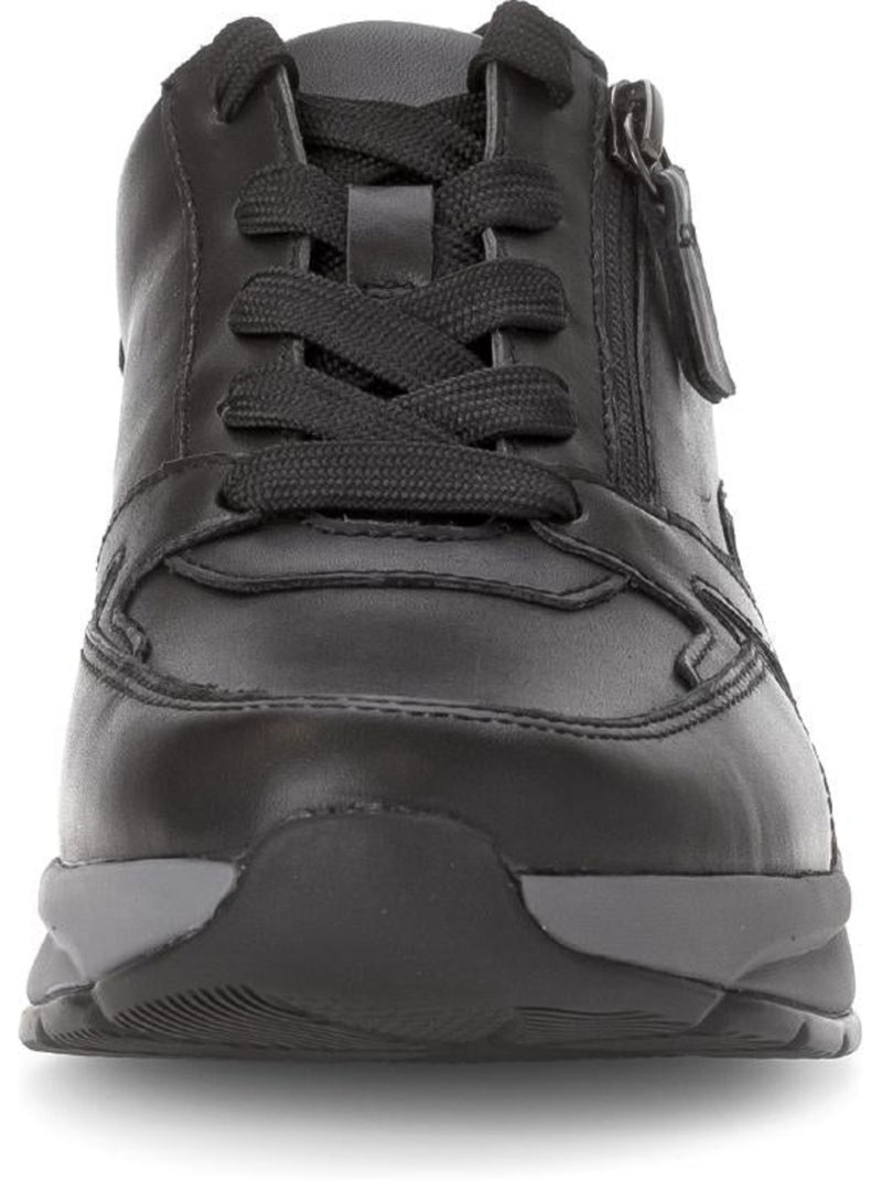 Baskets  en cuir lisse Noir Noir - Kiabi