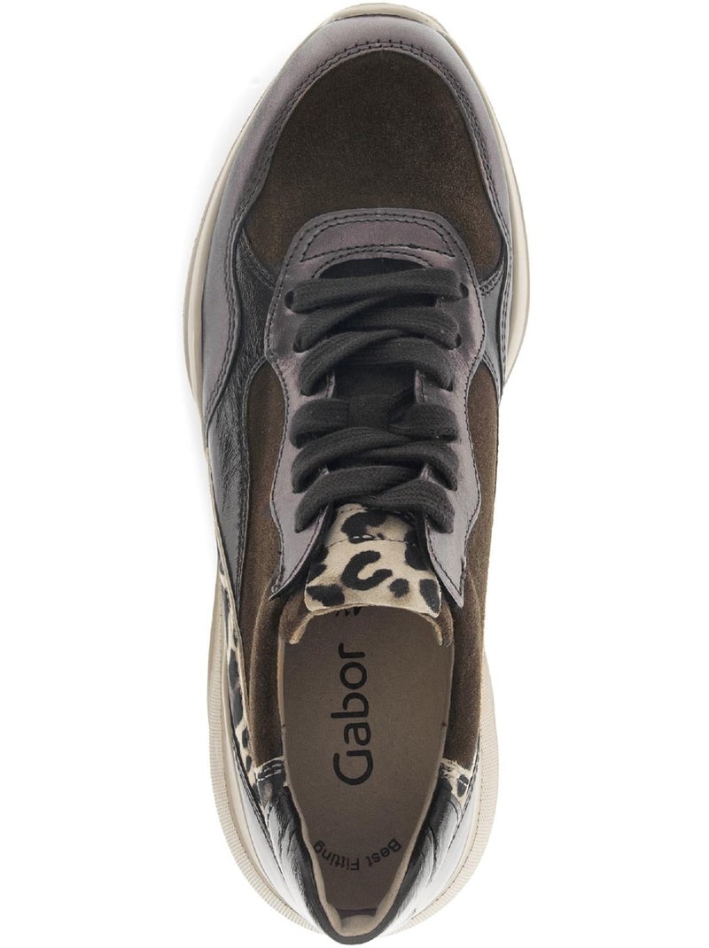 Baskets  en cuir lisse Noir Noir - Kiabi