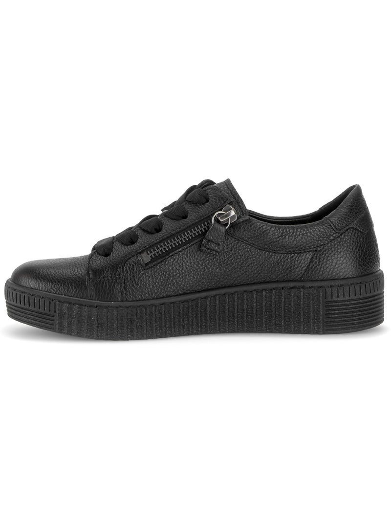 Baskets  en cuir lisse Noir Noir - Kiabi