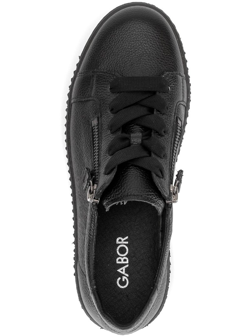 Baskets  en cuir lisse Noir Noir - Kiabi