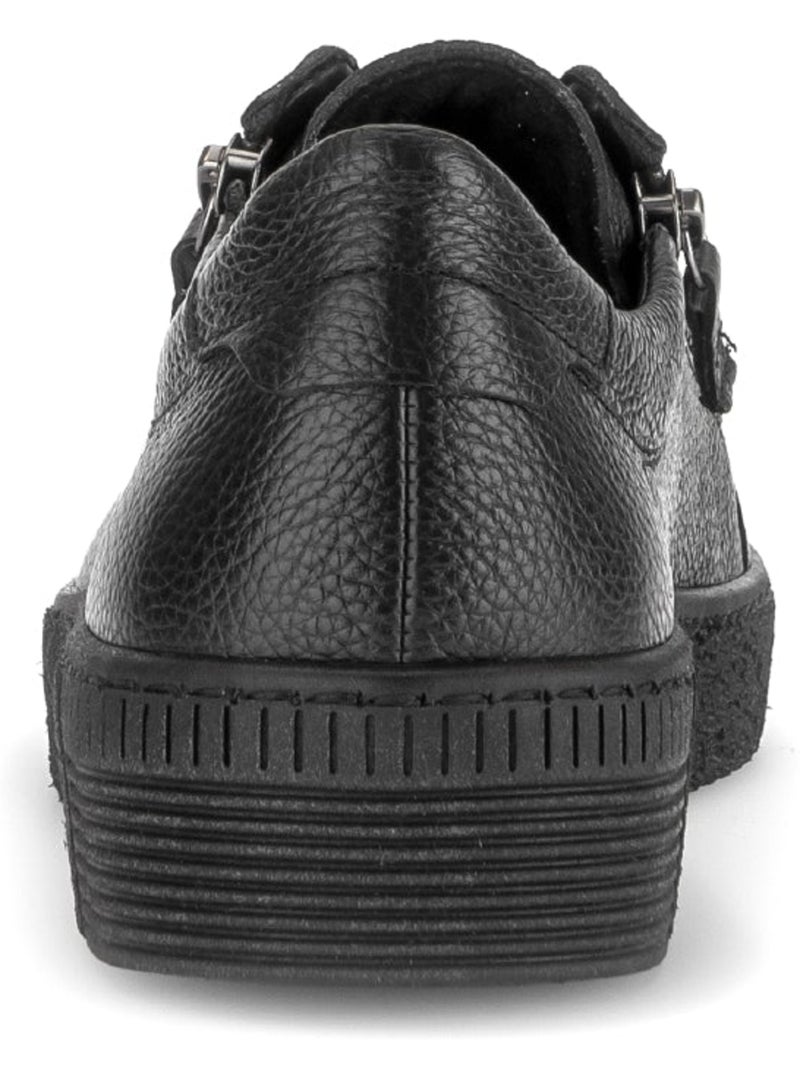 Baskets  en cuir lisse Noir Noir - Kiabi