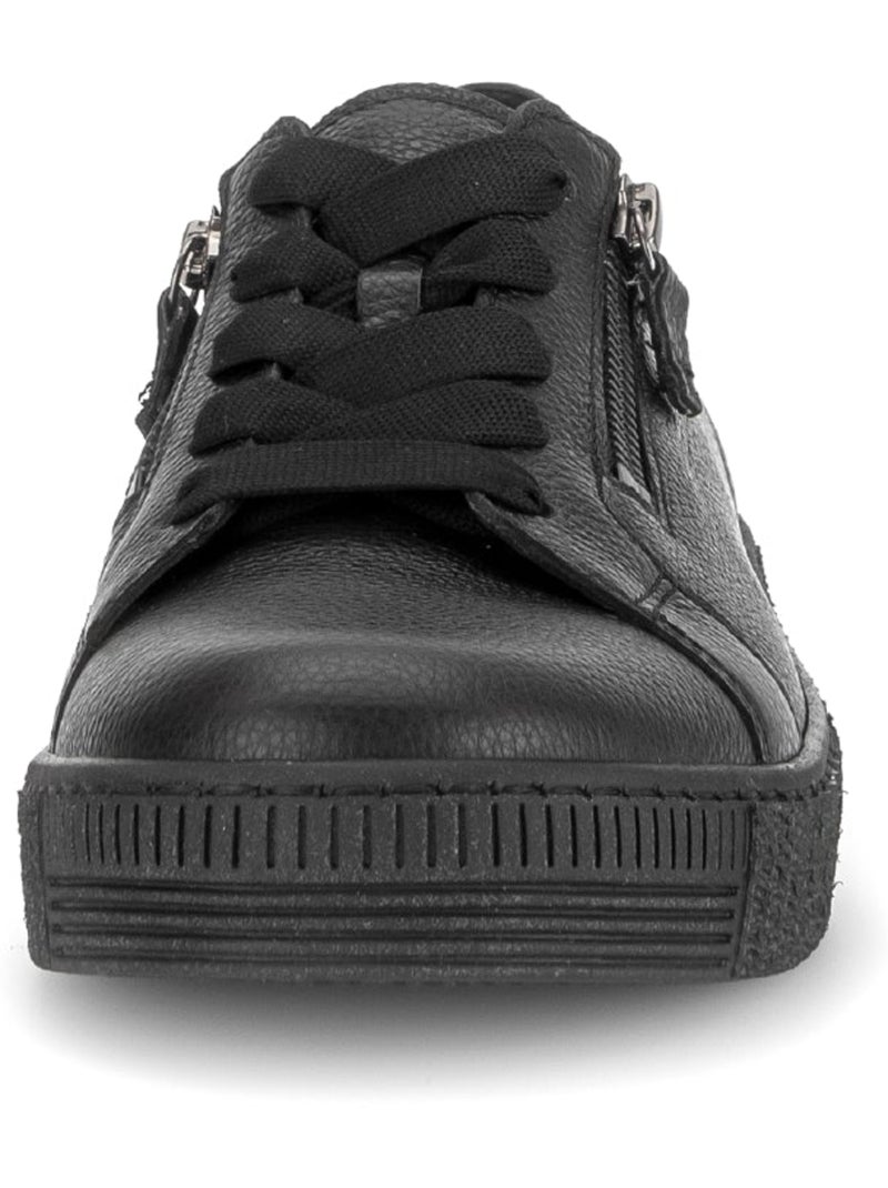 Baskets  en cuir lisse Noir Noir - Kiabi