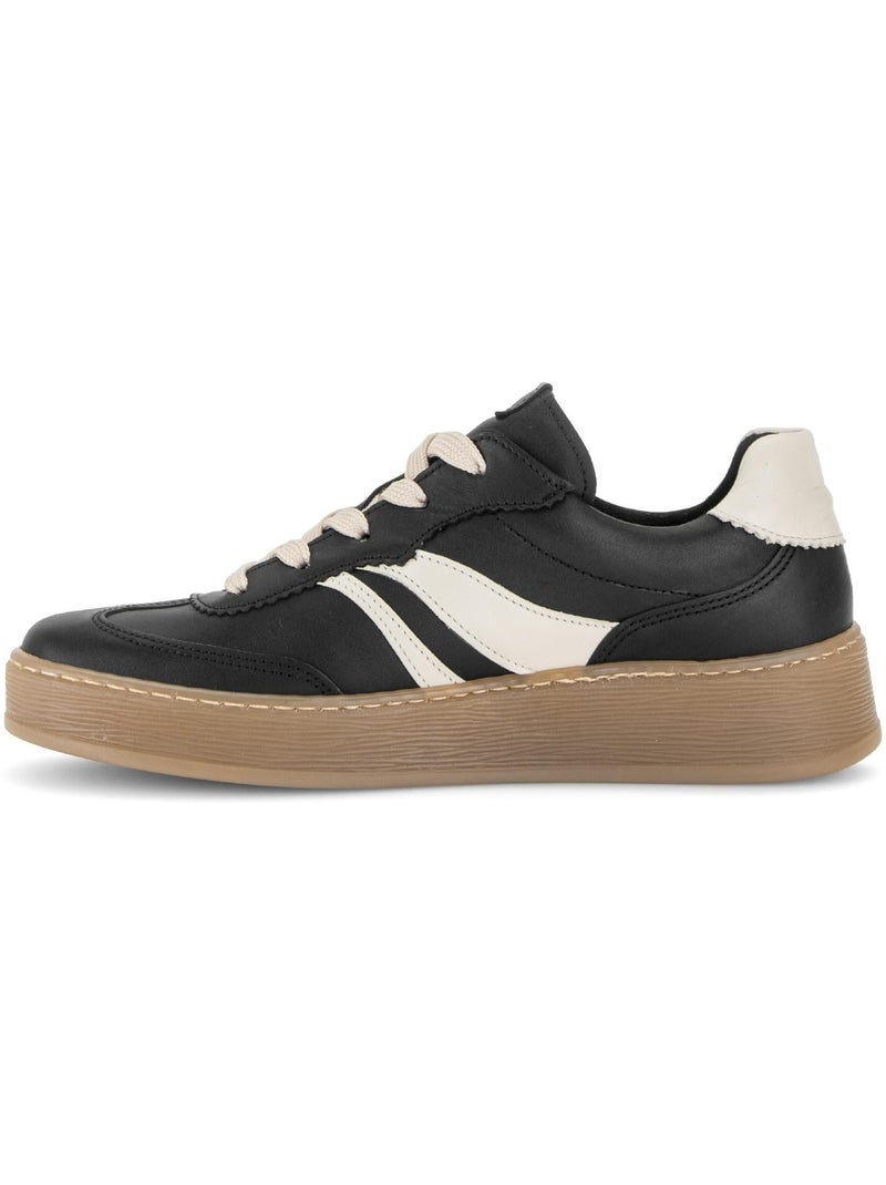 Baskets  en cuir lisse Noir Noir - Kiabi