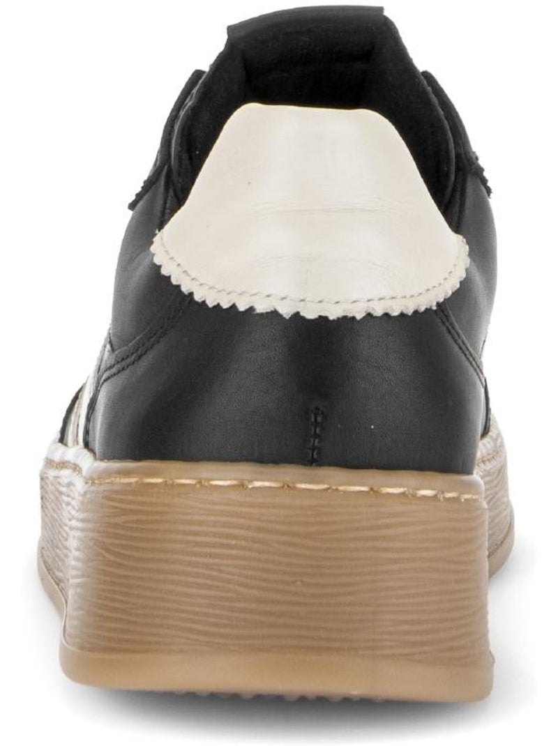 Baskets  en cuir lisse Noir Noir - Kiabi