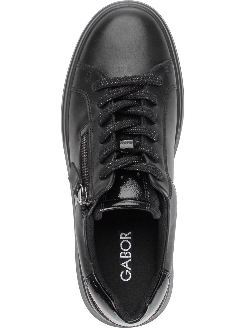 Baskets  en cuir lisse Noir Noir - Kiabi