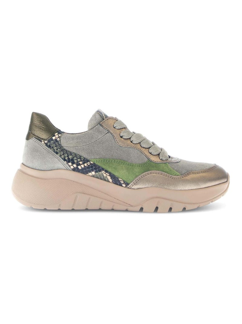 Baskets  en cuir lisse Vert - Kiabi