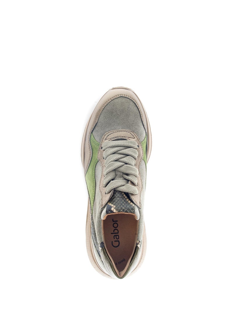 Baskets  en cuir lisse Vert - Kiabi