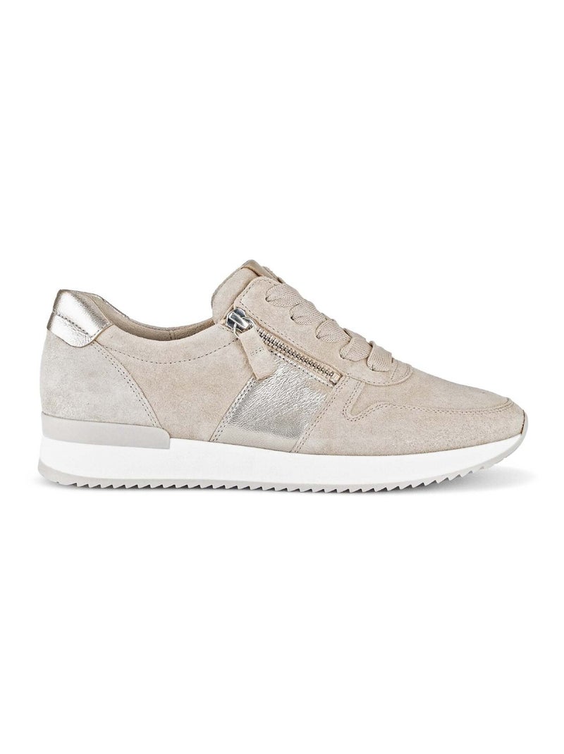 Baskets  en cuir métallisé Beige - Kiabi