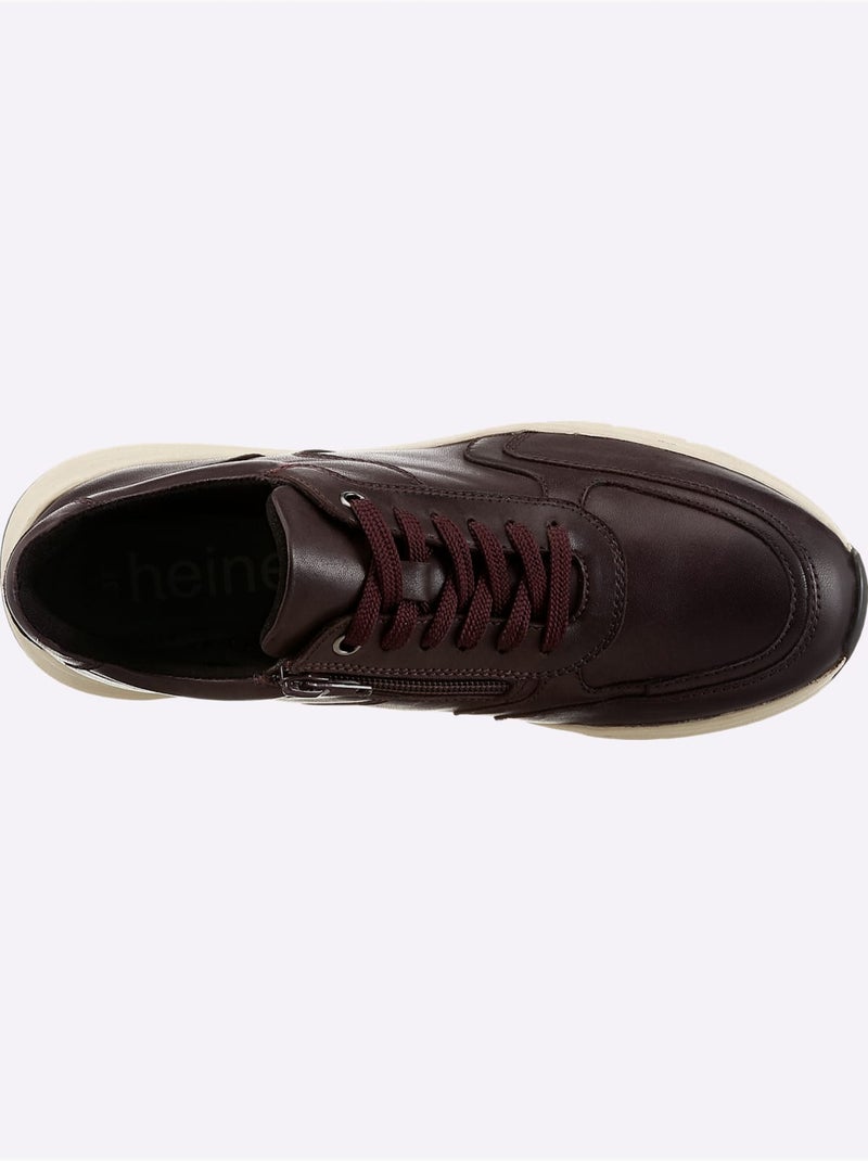 Baskets En Cuir Nappa De Mouton - Taille Standard - Helline Noir Bordeaux - Kiabi