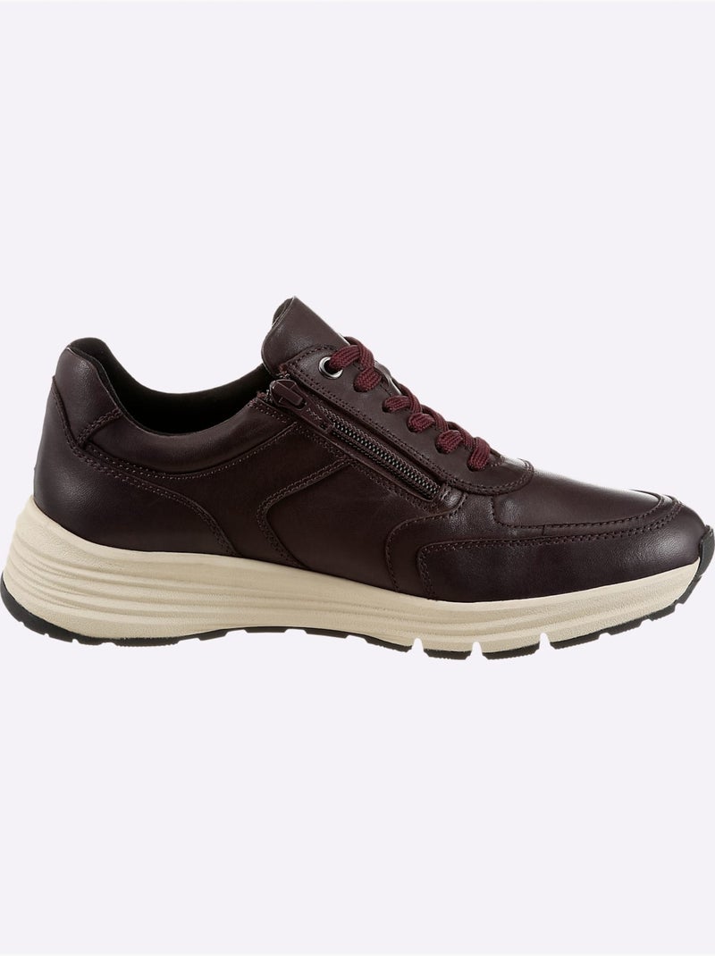 Baskets En Cuir Nappa De Mouton - Taille Standard - Helline Noir Bordeaux - Kiabi