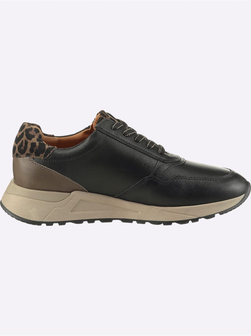 Baskets En Cuir Nappa Vachette Et Cuir Velours Avec Textile - Taille Standard - Helline Noir Marron - Kiabi