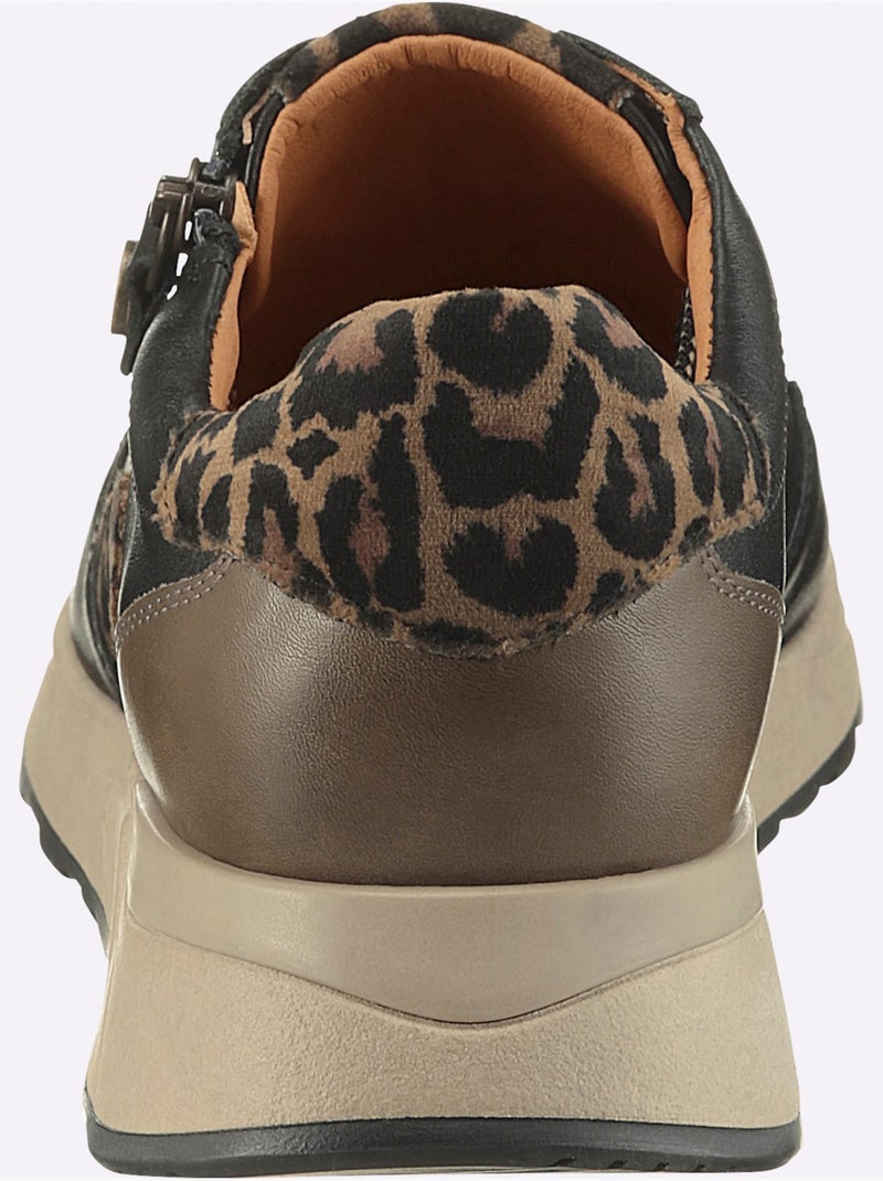Baskets En Cuir Nappa Vachette Et Cuir Velours Avec Textile - Taille Standard - Helline Noir Marron - Kiabi