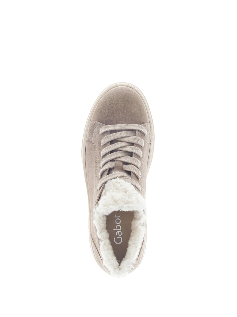 Baskets  en cuir nubuck - doublure intérieure chaude Beige - Kiabi