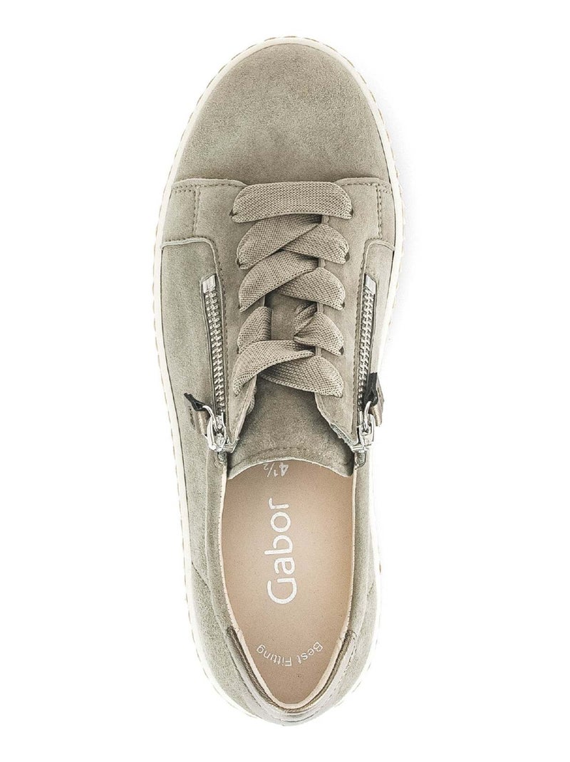 Baskets  en cuir velours Beige - Kiabi