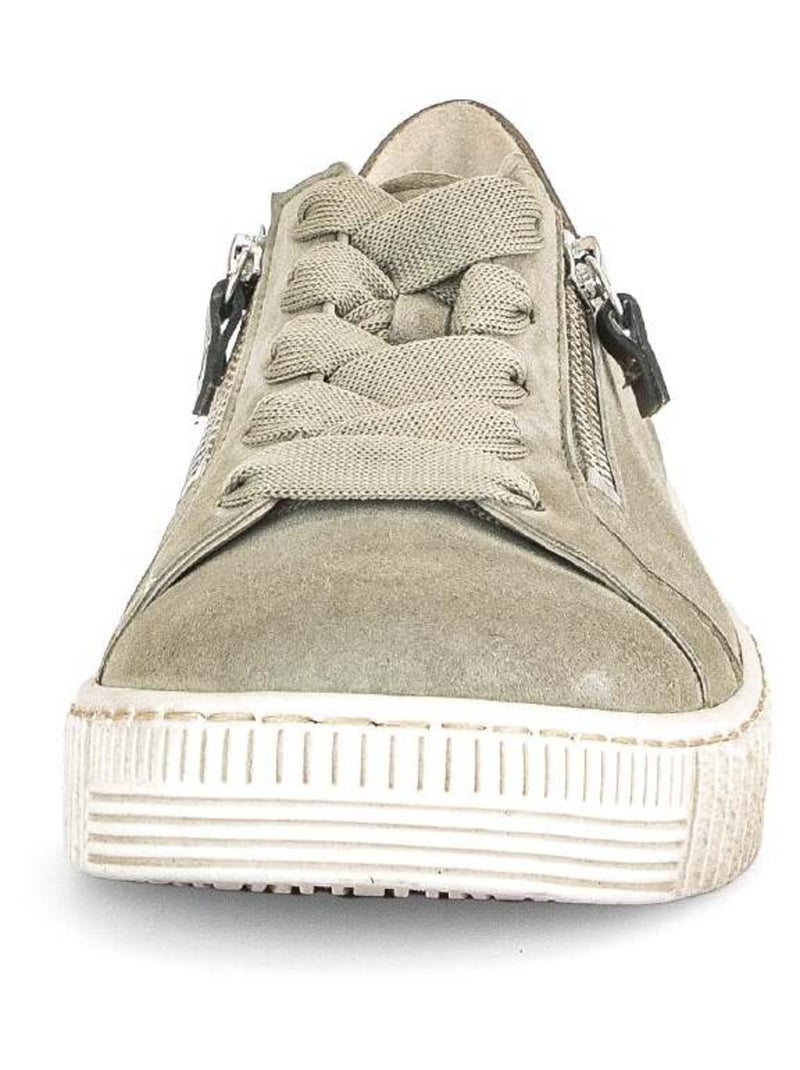 Baskets  en cuir velours Beige - Kiabi