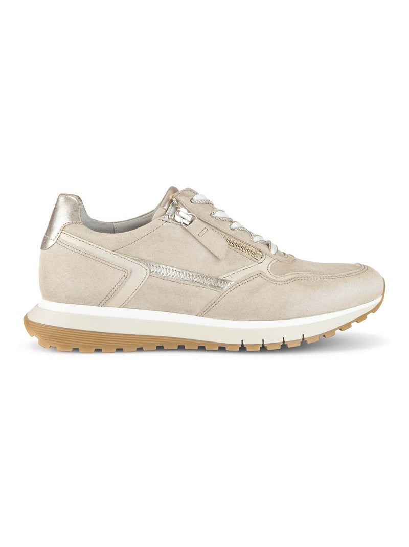 Baskets  en cuir velours Beige - Kiabi