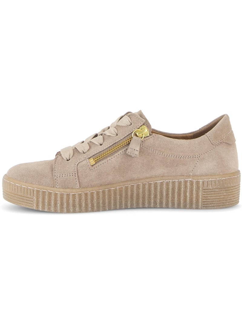 Baskets  en cuir velours Beige - Kiabi