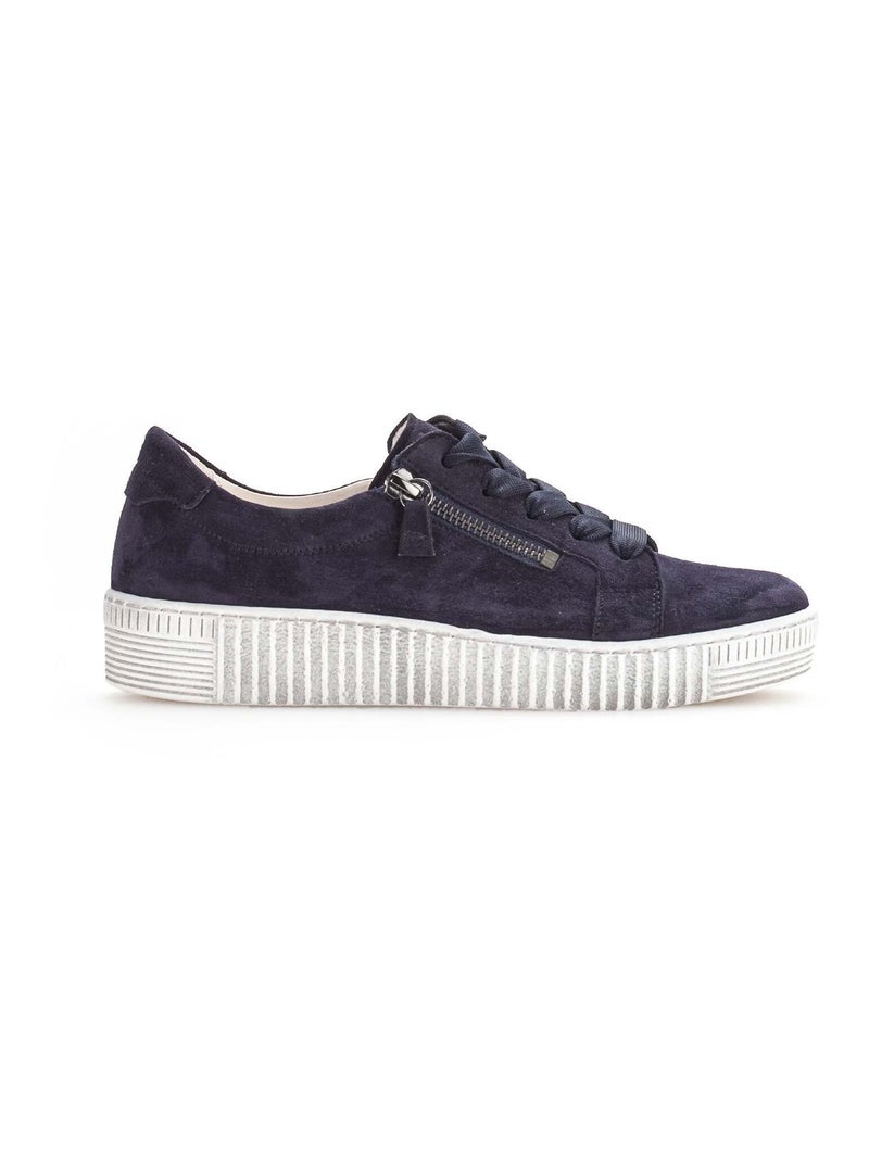 Baskets  en cuir velours Bleu - Kiabi