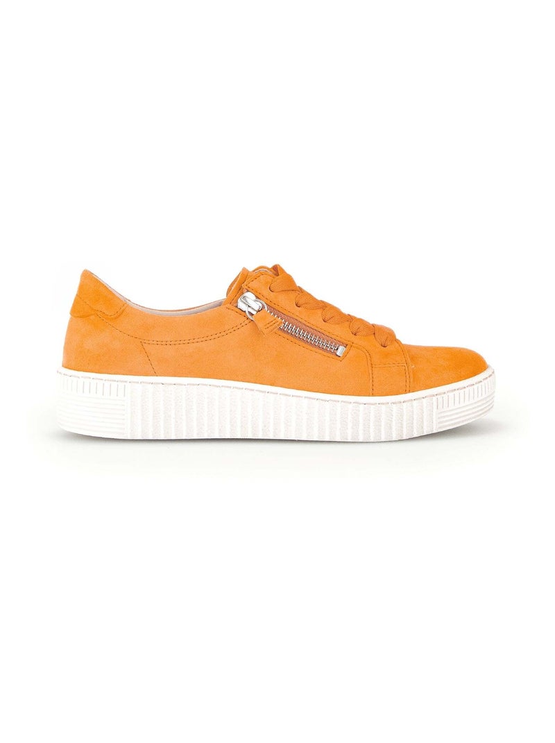 Baskets  en cuir velours Jaune - Kiabi