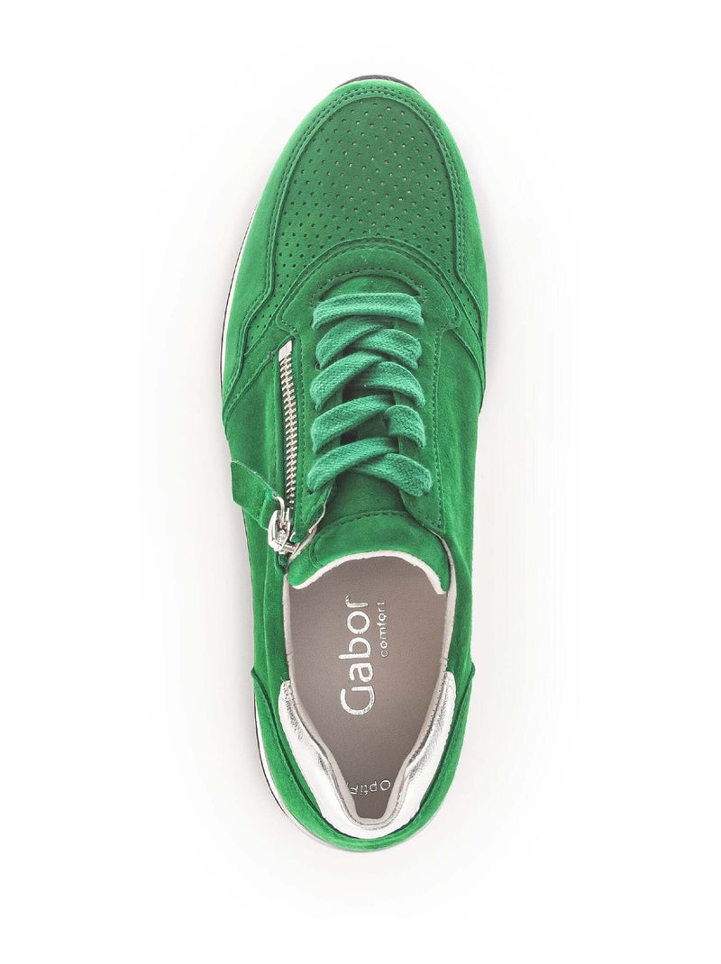 Baskets  en cuir velours Vert - Kiabi