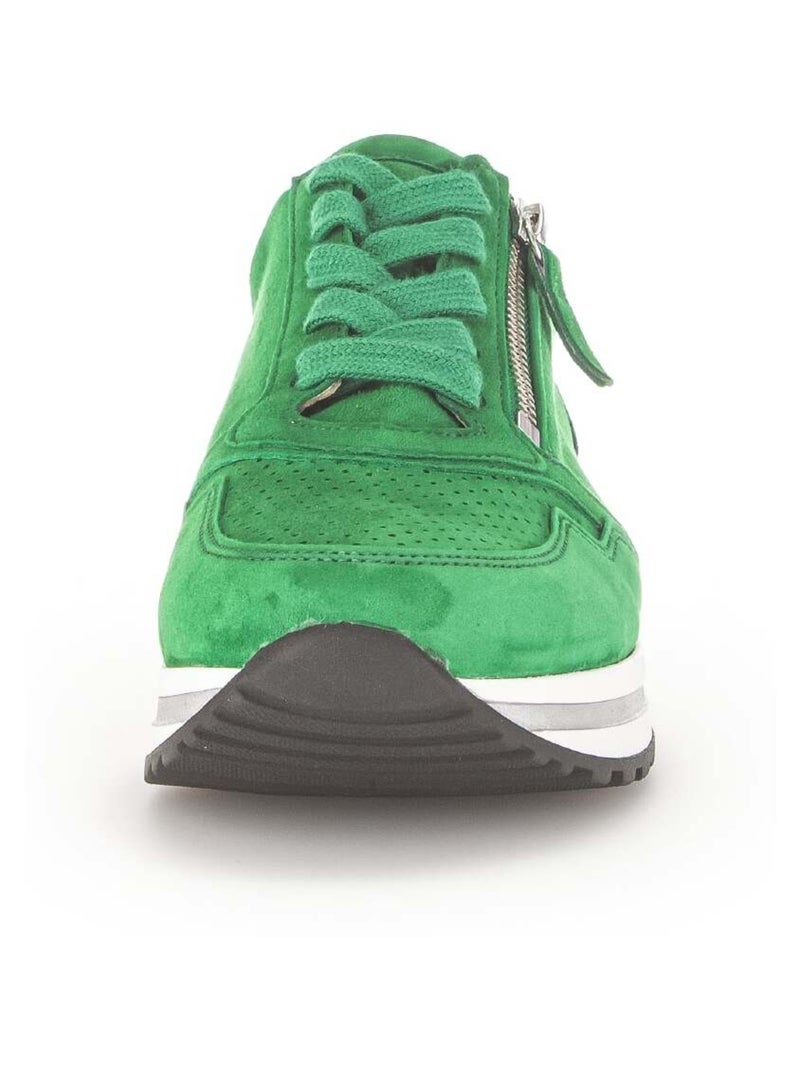 Baskets  en cuir velours Vert - Kiabi