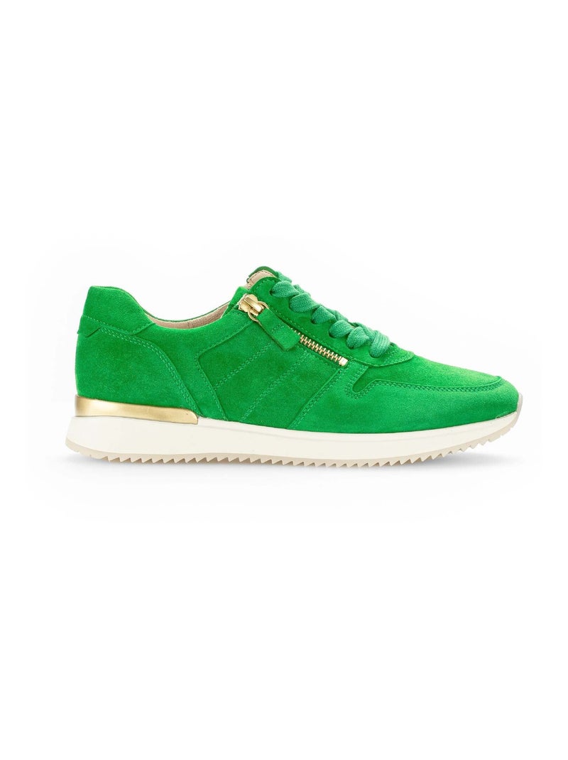 Baskets  en cuir velours Vert - Kiabi