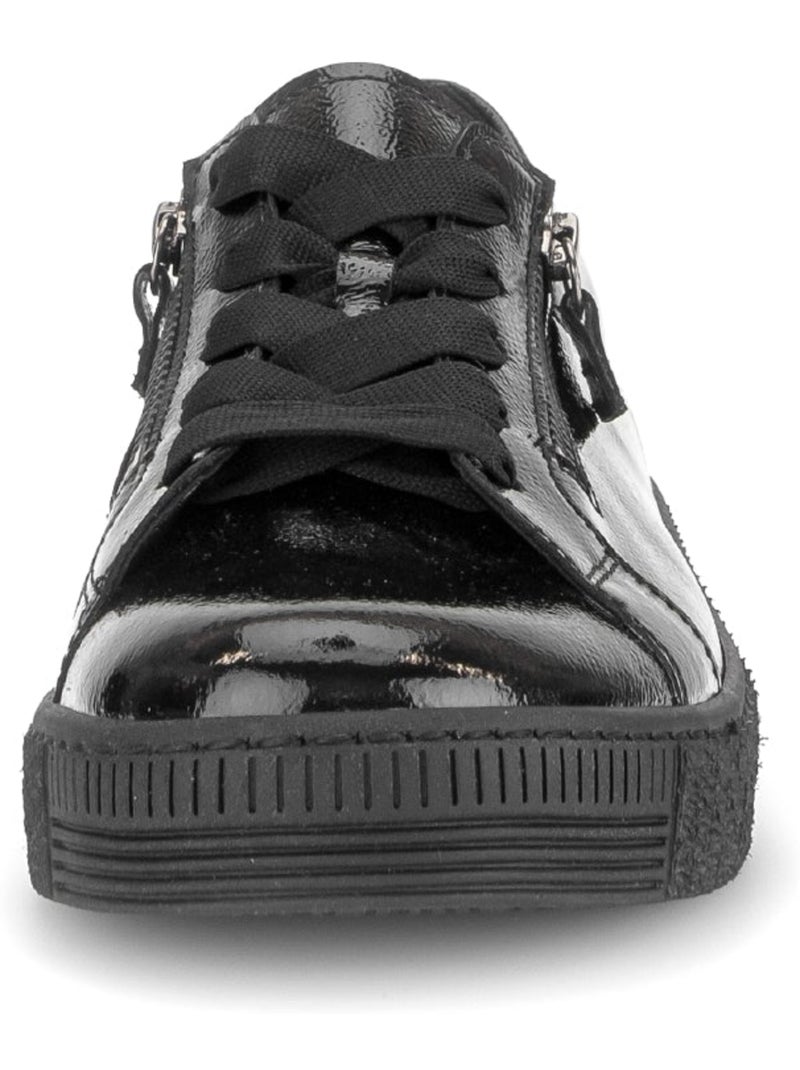 Baskets  en cuir verni Noir Noir - Kiabi