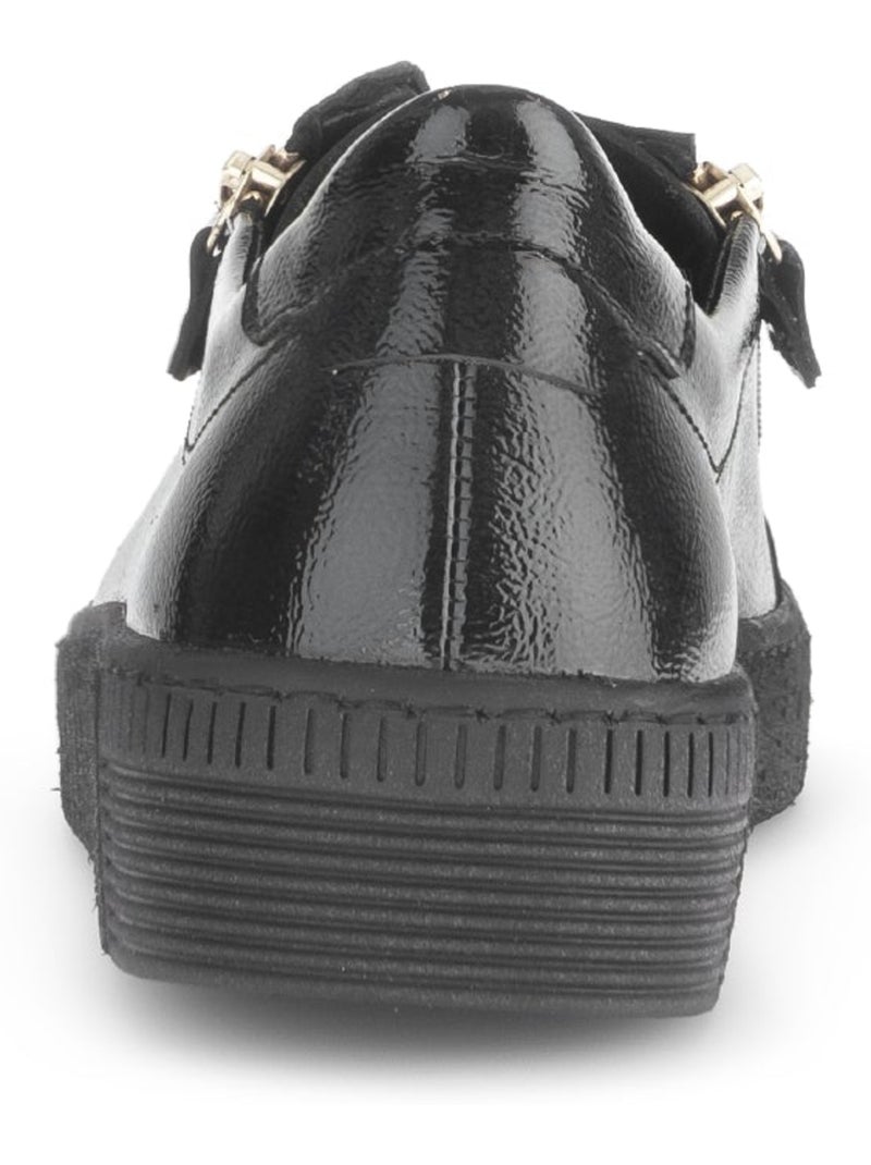Baskets  en cuir vernis avec un bijou fantaisie Noir Noir - Kiabi