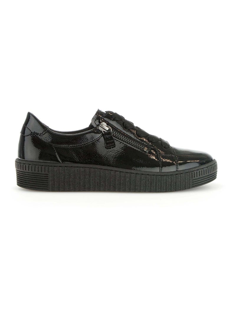 Baskets  en cuir vernis Gabor Noir Noir - Kiabi