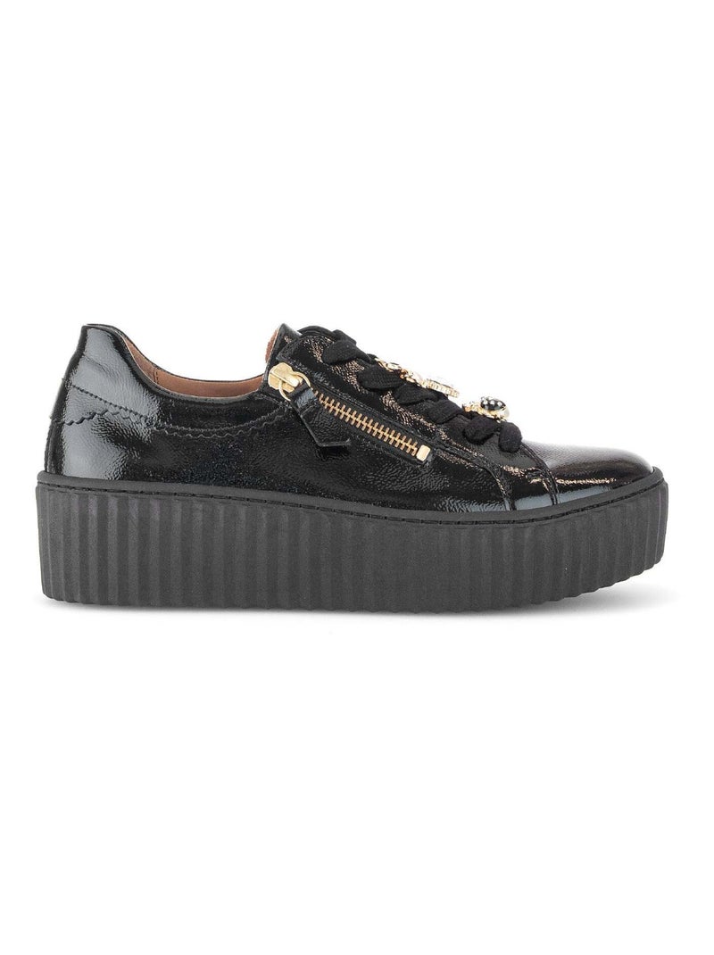 Baskets  en cuir vernis Gabor Noir Noir - Kiabi