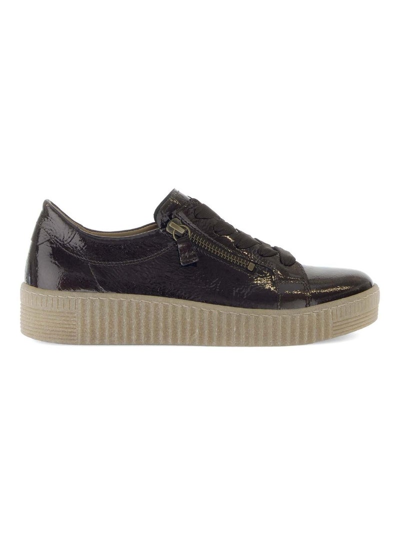 Baskets  en cuir vernis Marron clair - Kiabi