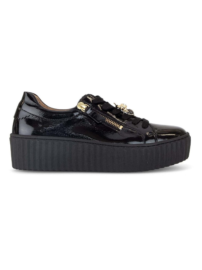 Baskets  en cuir vernis Noir - Kiabi