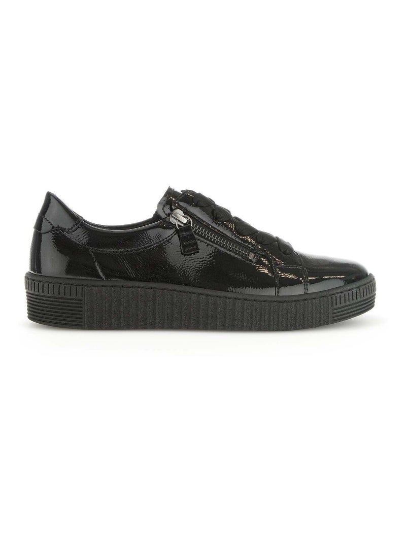 Baskets  en cuir vernis Noir - Kiabi