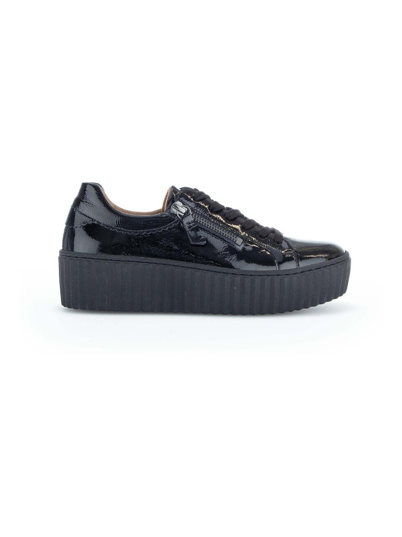 Baskets  en cuir vernis Noir - Kiabi