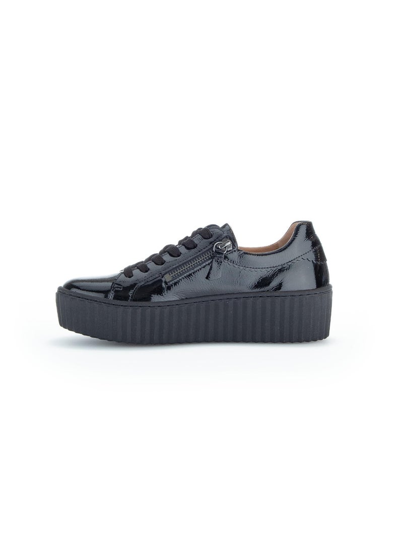 Baskets  en cuir vernis Noir - Kiabi