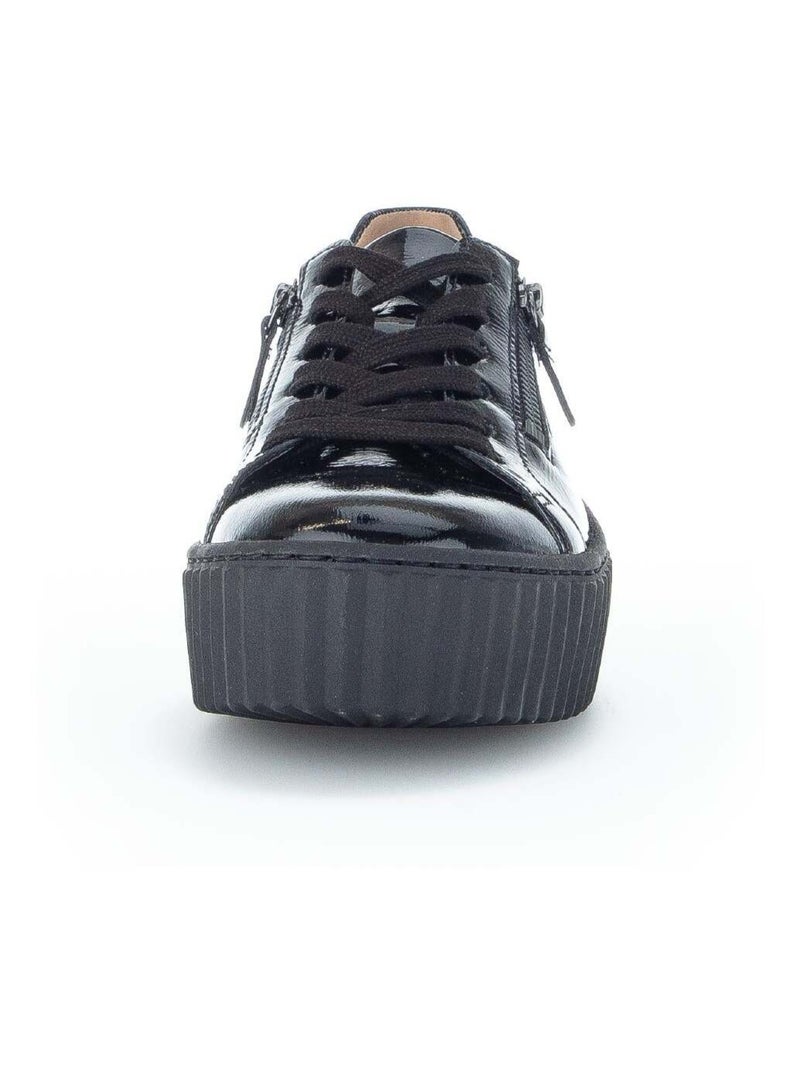 Baskets  en cuir vernis Noir - Kiabi