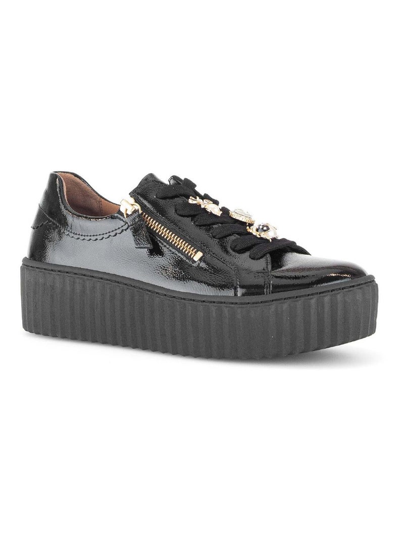 Baskets  en cuir vernis Noir Noir - Kiabi