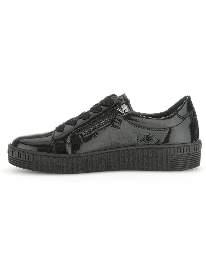 Baskets  en cuir vernis Noir Noir - Kiabi