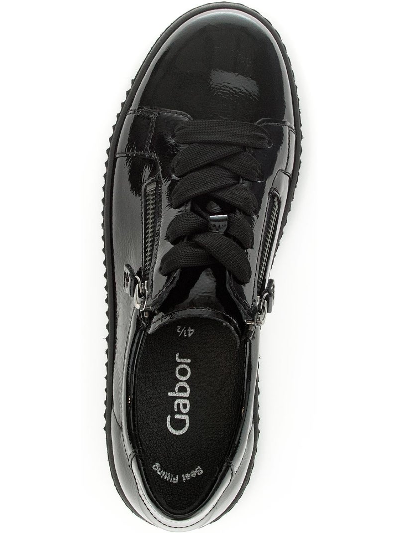 Baskets  en cuir vernis Noir Noir - Kiabi