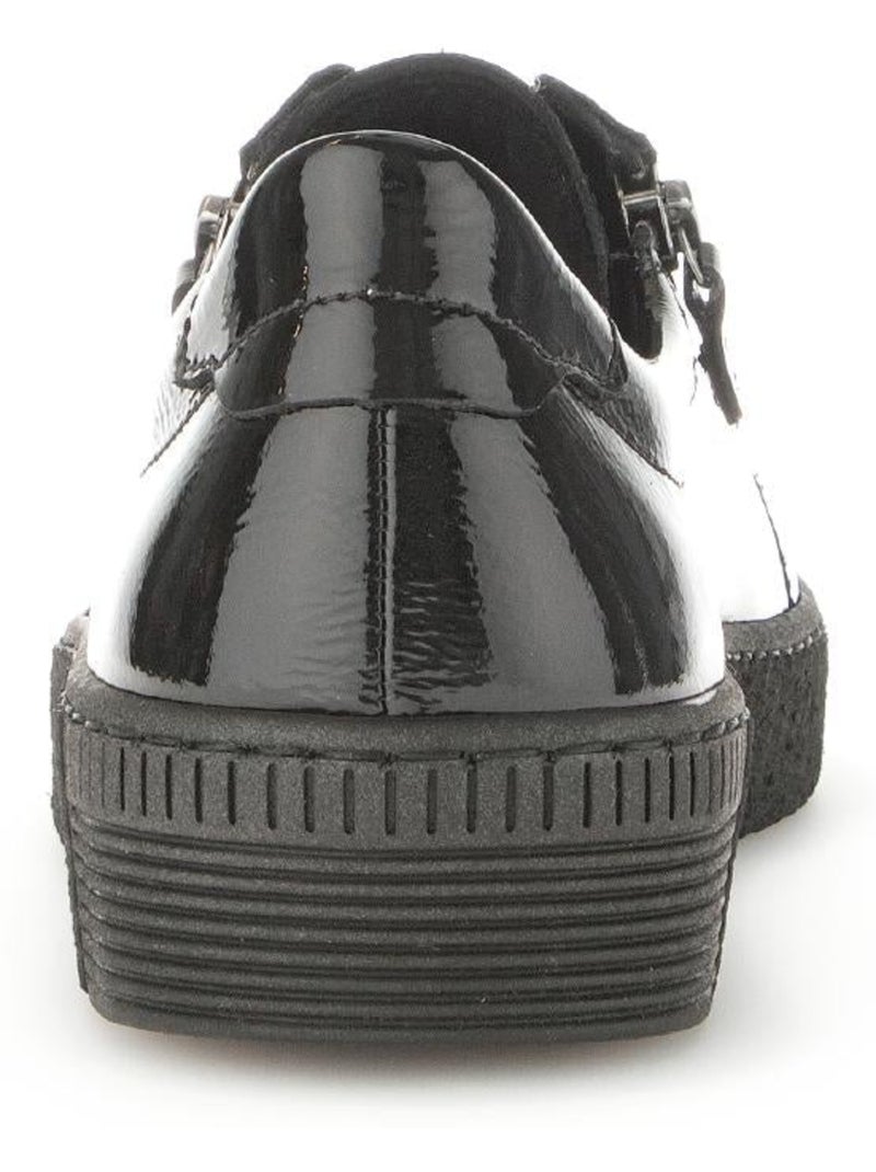 Baskets  en cuir vernis Noir Noir - Kiabi