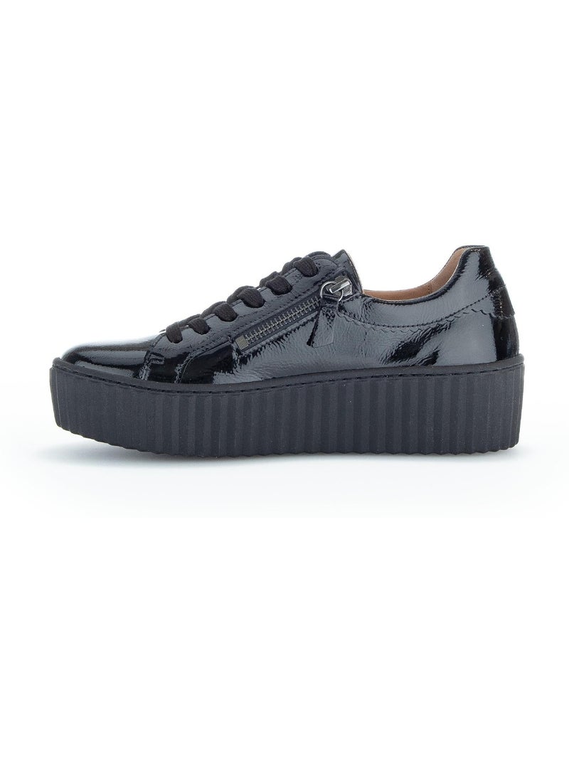 Baskets  en cuir vernis Noir Noir - Kiabi