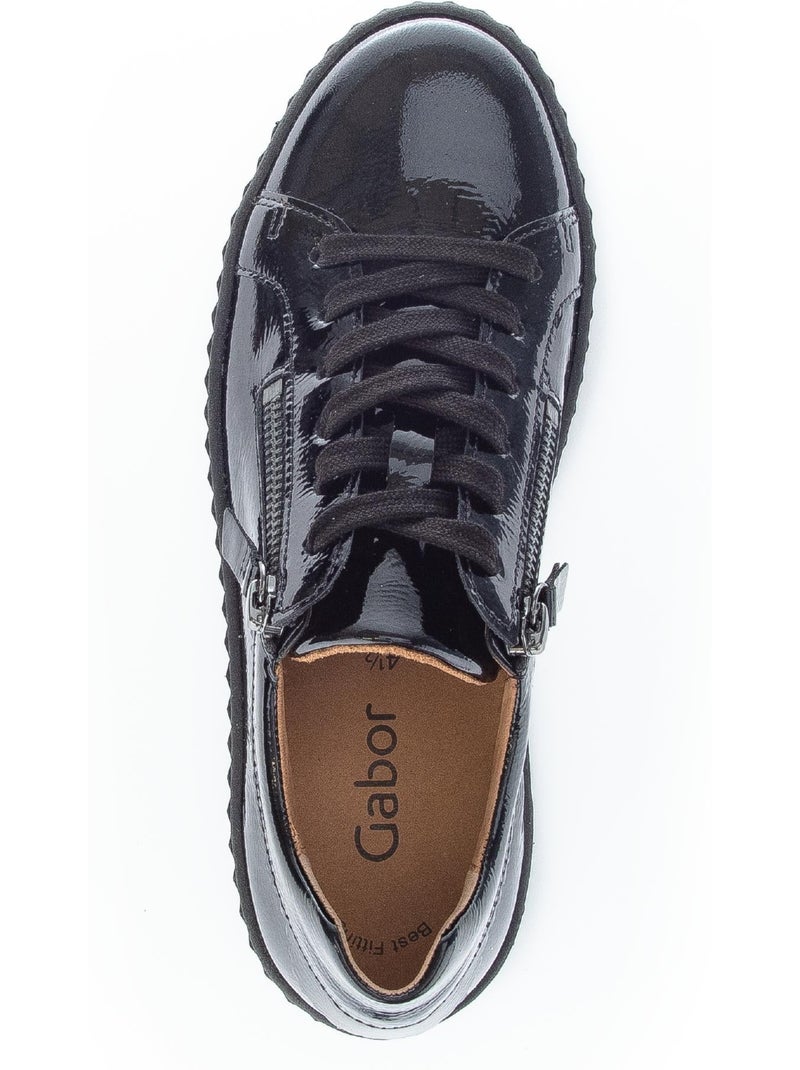 Baskets  en cuir vernis Noir Noir - Kiabi