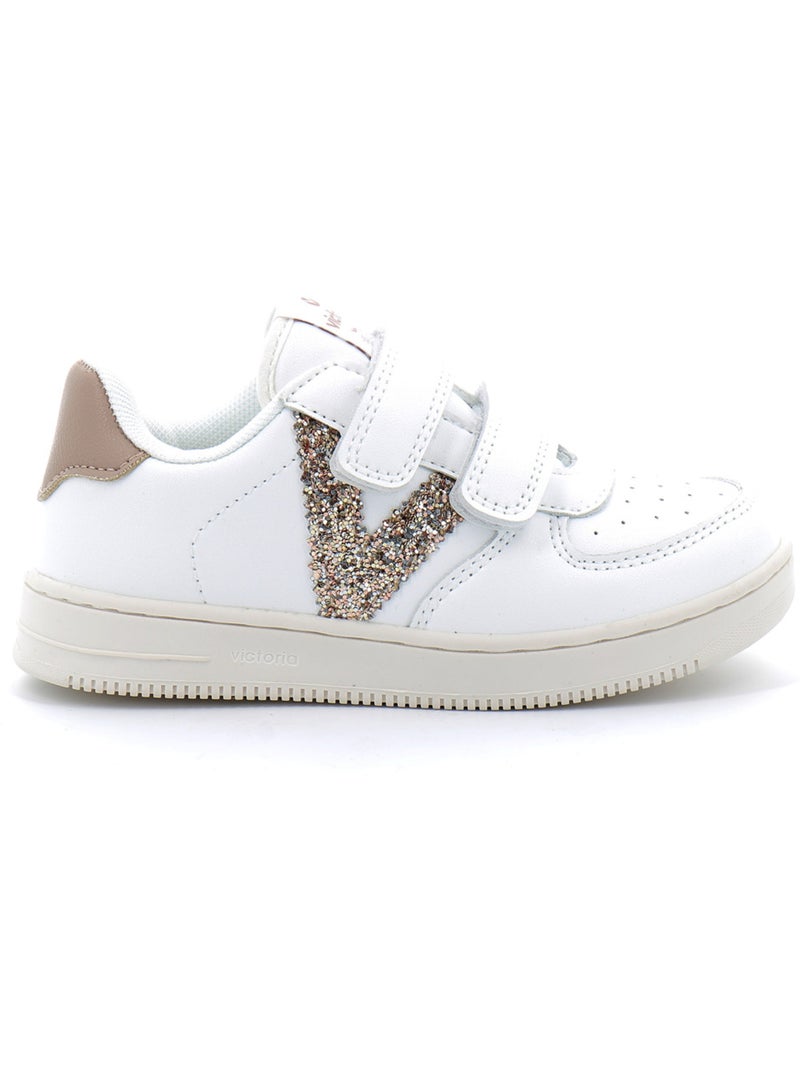 Baskets en Cuir Victoria. Blanc - Kiabi