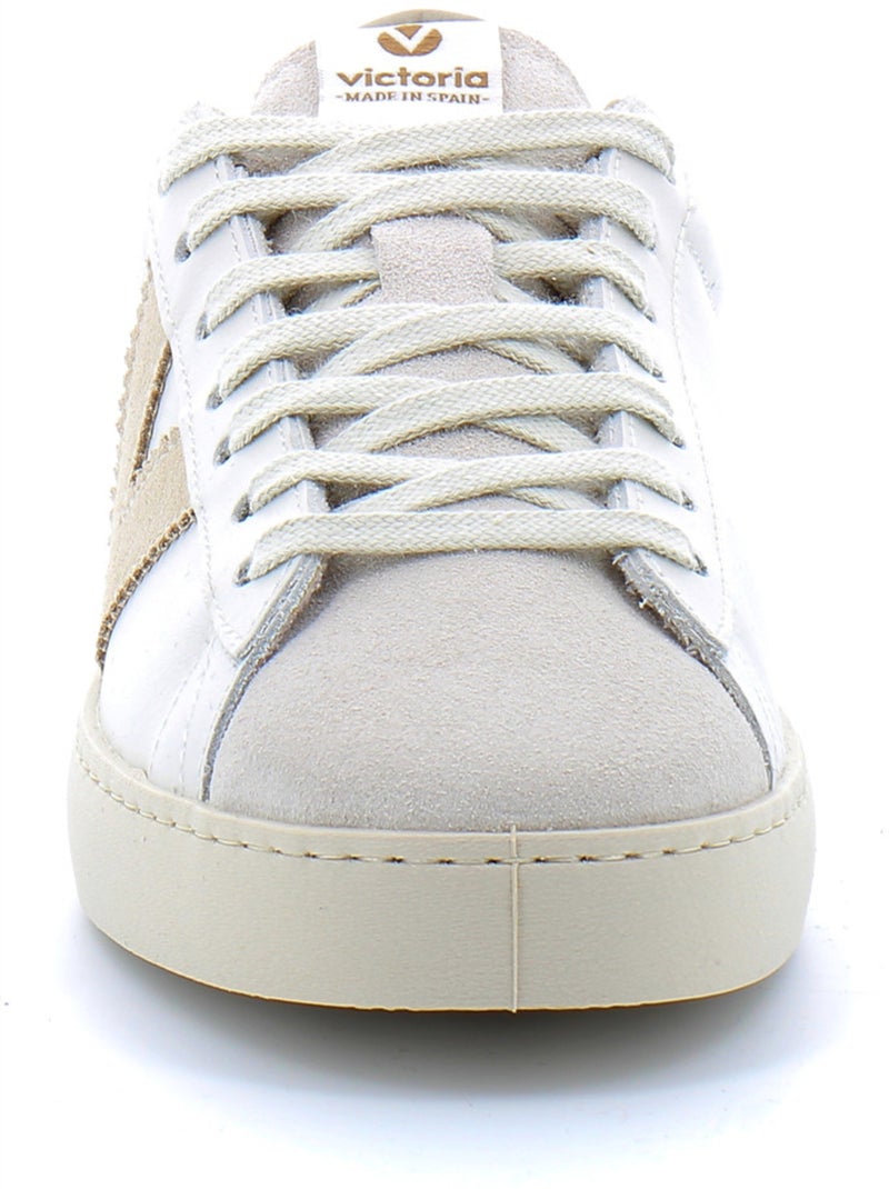 Baskets en Cuir Victoria. Blanc - Kiabi