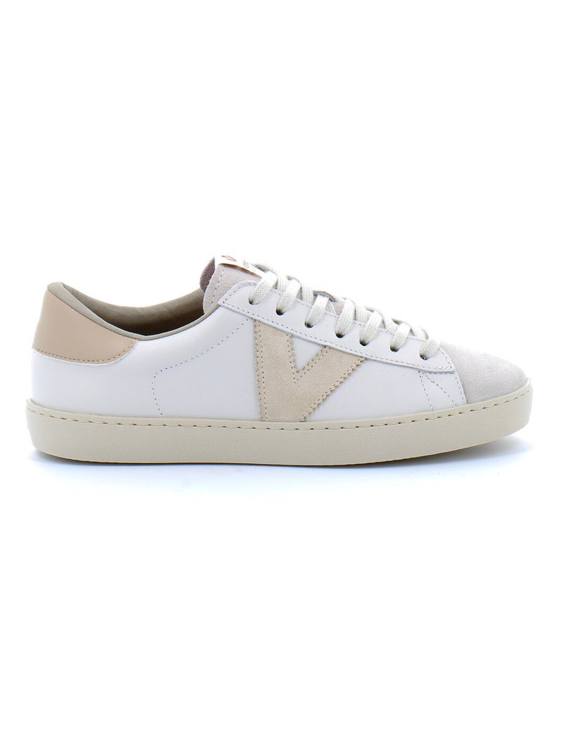 Baskets en Cuir Victoria. Blanc - Kiabi