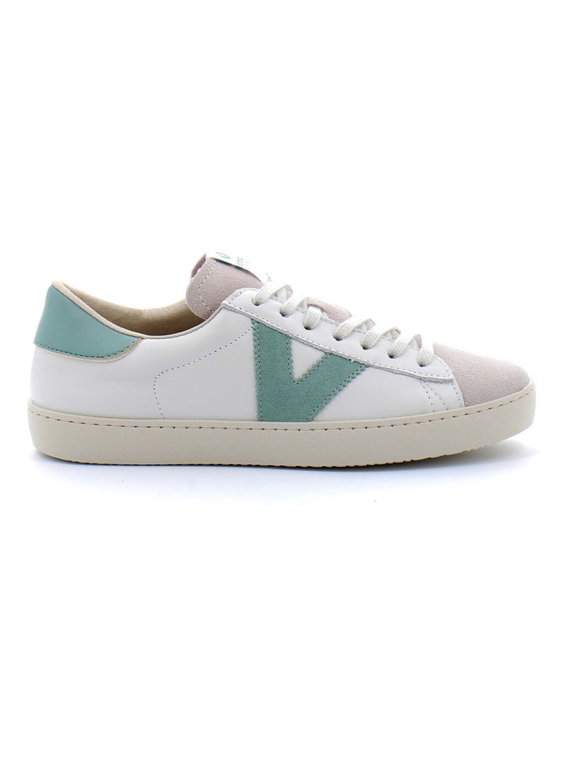 Baskets en Cuir Victoria. Vert - Kiabi