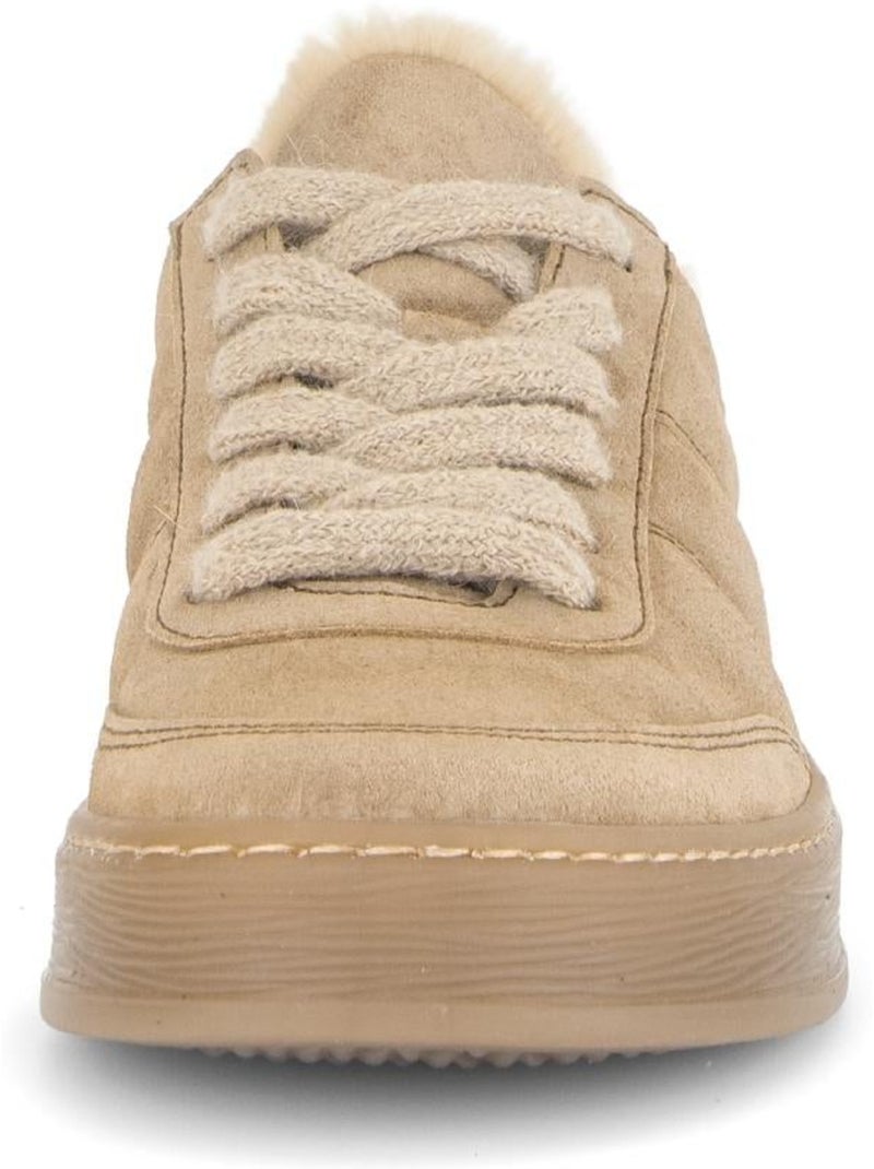 Baskets  en cuirs combinés Beige - Kiabi