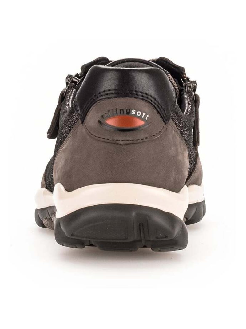 Baskets  en cuirs combinés Marron - Kiabi