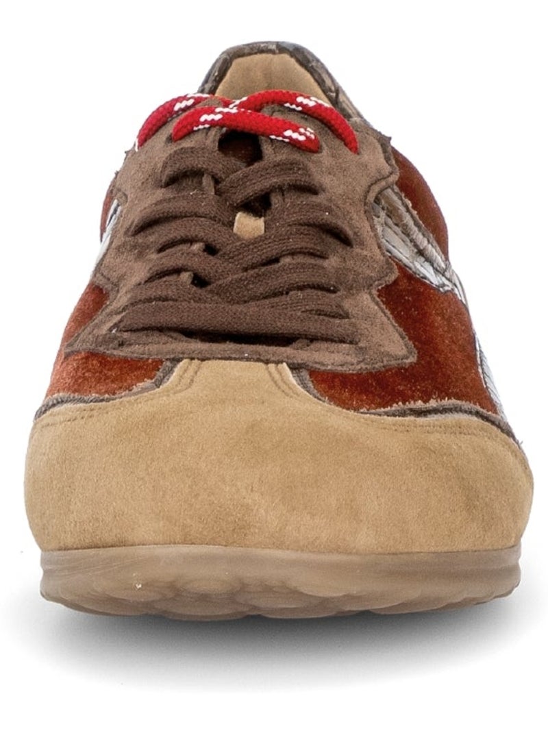 Baskets  en cuirs combinés Marron - Kiabi