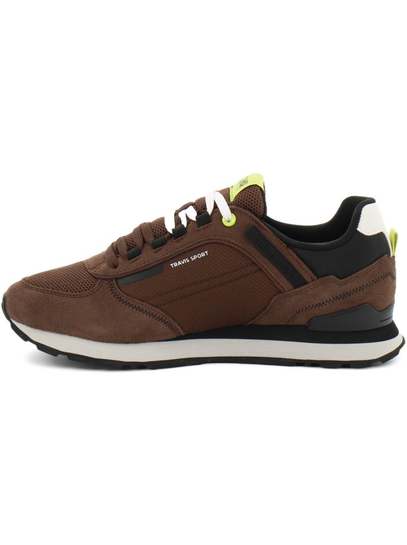 Baskets en cuir/suede colmar Marron - Kiabi